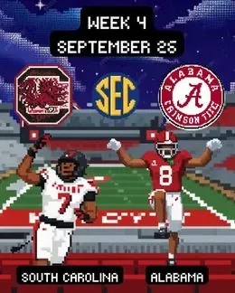 South Carolina Gamecocks 2026 schedule graphic — Week 4, Alabama