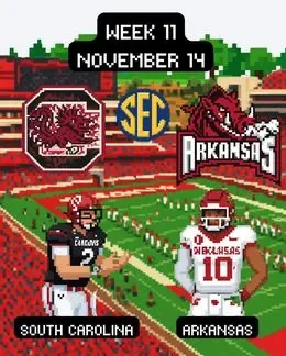 South Carolina Gamecocks 2026 schedule graphic — Week 11, Arkansas