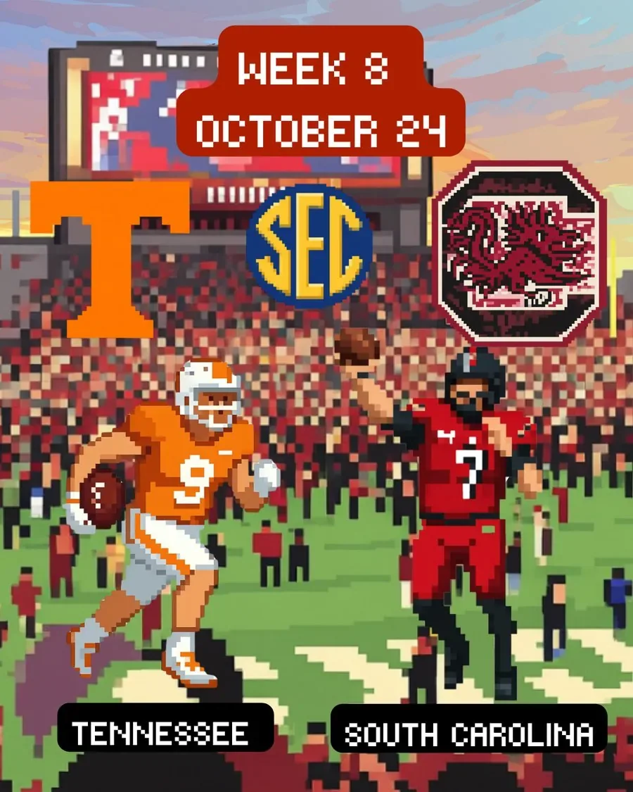 South Carolina Gamecocks 2026 schedule graphic — Week 8, Tennessee